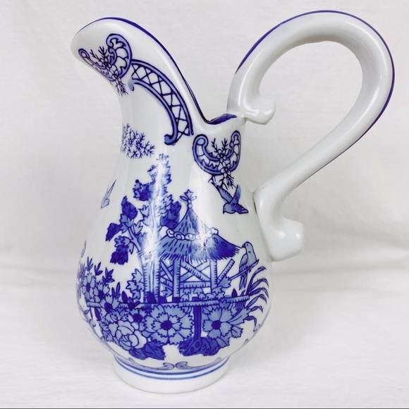 Vintage Blue & White Chinoiserie Pitcher